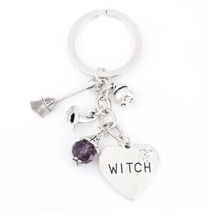 2/$20 Silver Witch Charm Keychain NEW NWT
